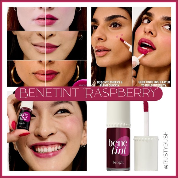 Benefit ‘Raspberry’ Benetint Liquid Lip & Cheek Stain - Picture 1 of 12